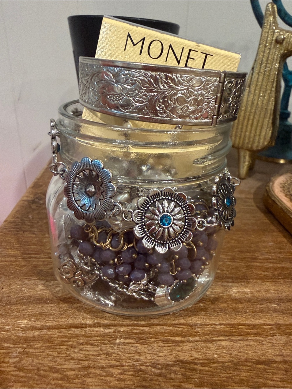 She’s a keeper -Silver Gold Purple and Green Mystery Jewelry Jar